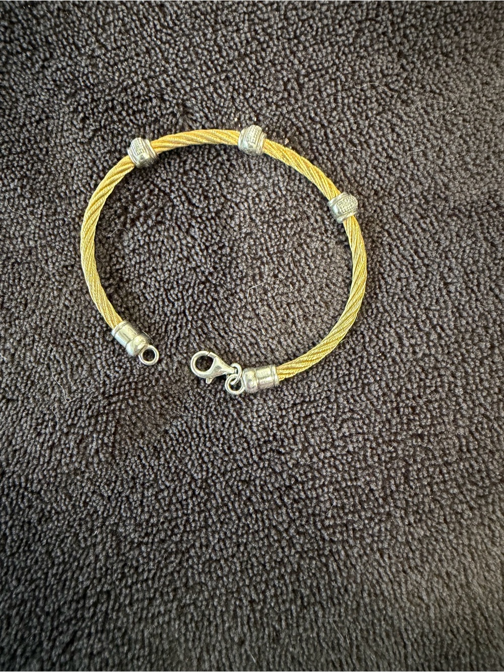 Gold-Tone Cable Bracelet with Silver Accents